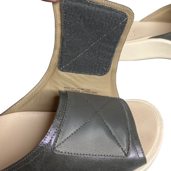 ABEO Paige Leather Slide Sandals Slip-On Leather Upper Gray Size 10 - Picture 6 of 10
